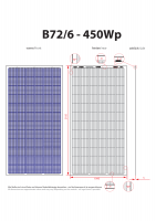 GridParity B72/6 450 Wp Glas PV Modul bifacial 10% Transparenz (2105 mm x 1043 mm x 5 mm)