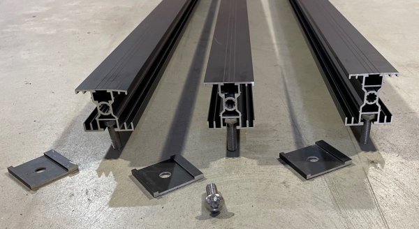 H-Schiene zur regendichten Montage von Rahmenmodulen 3,54m, 5,3m, 7,07m
